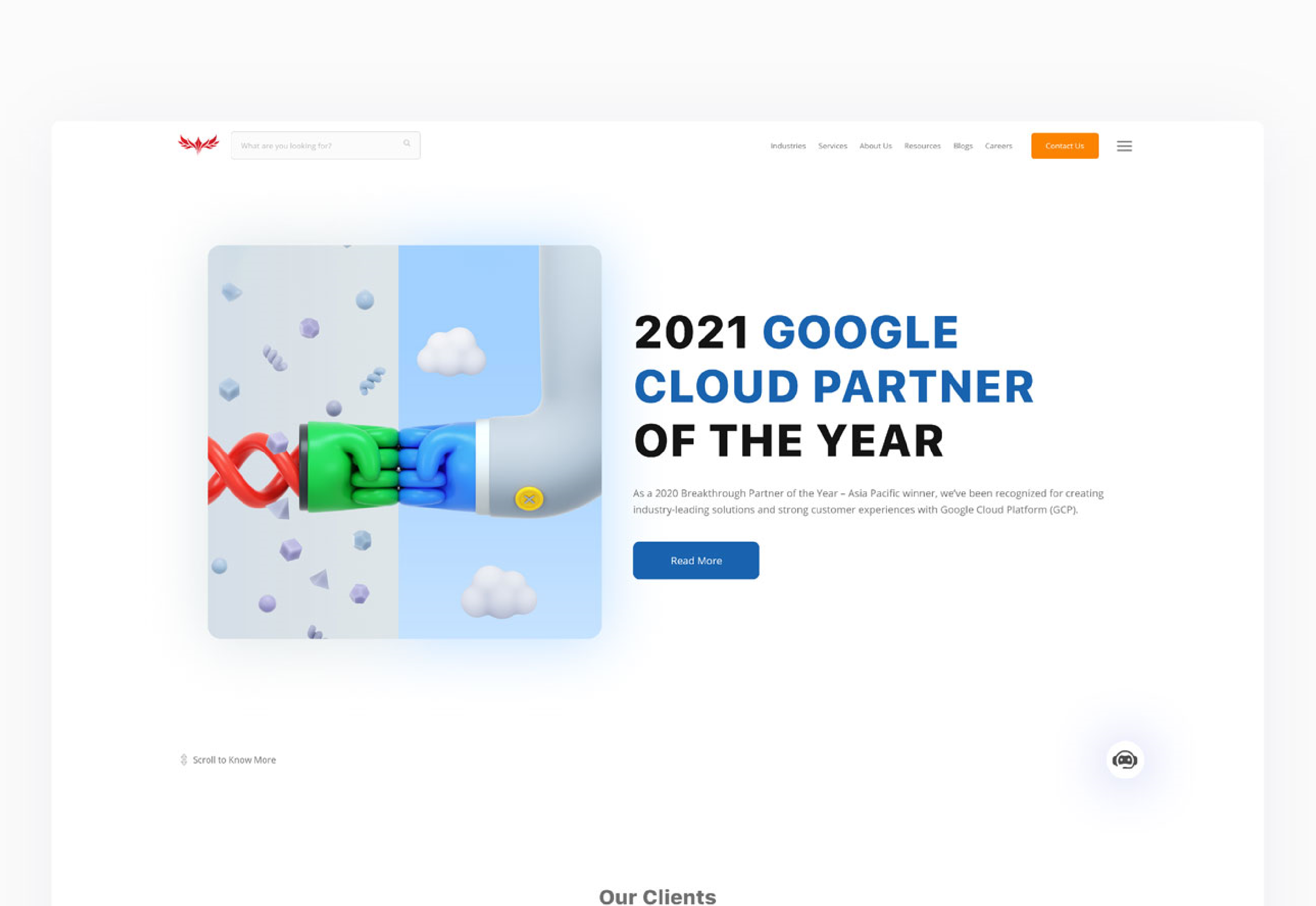 2021 Google Cloud Partner of the year Landing Page